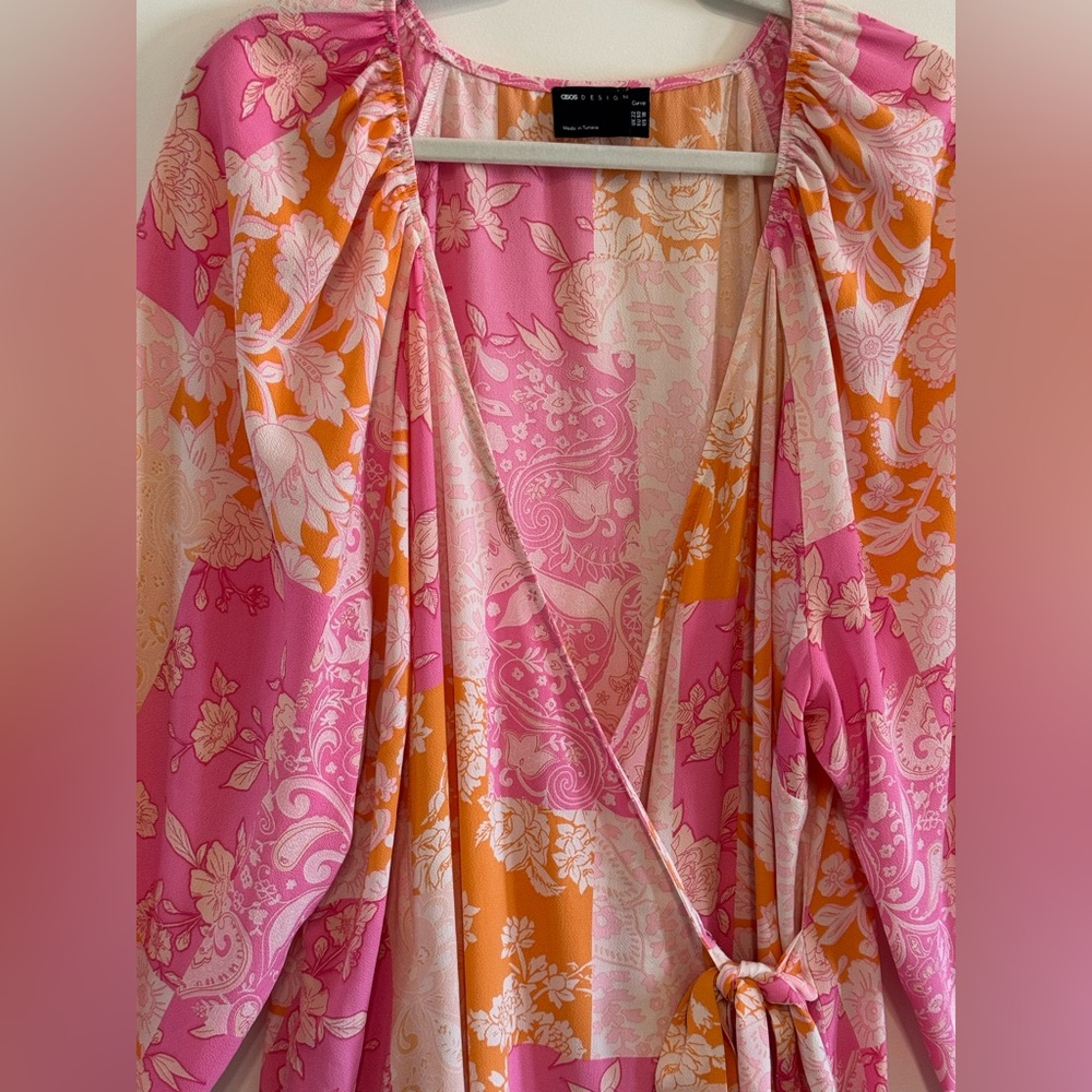 ASOS DESIGN Women’s Floral Patchwork Wrap Midi/Maxi Dress Size 18 - Picture 2 of 7